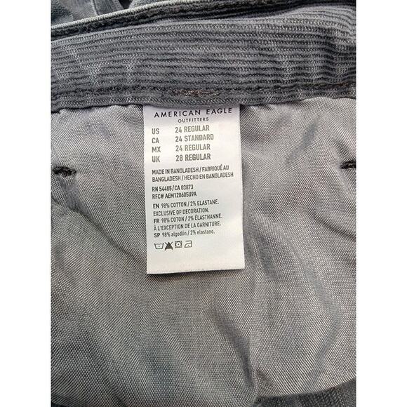 AMERICAN EAGLE MOM Jeans Sz 24 Faux Corduroy High Rise Stretch Tampered Gray - Picture 8 of 10